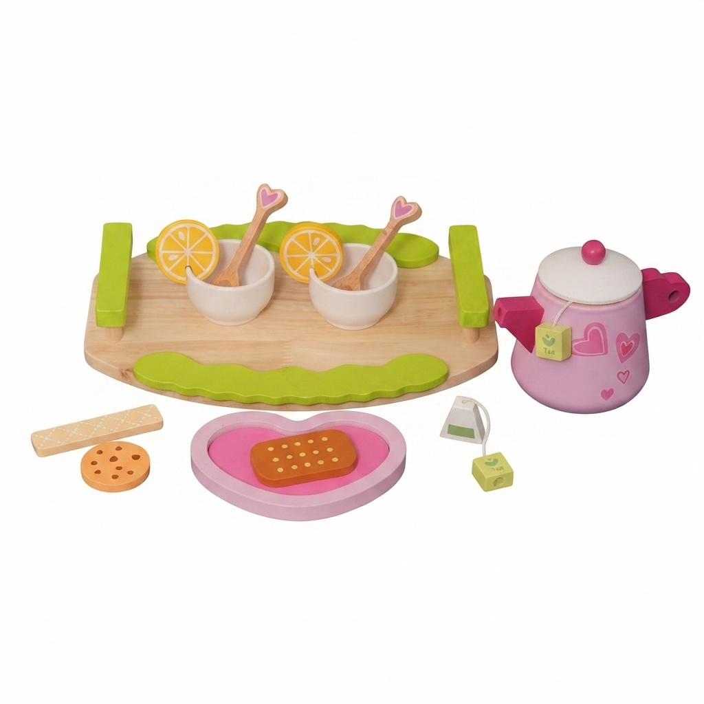 Pretend Play Wooden Tea Party Playset
