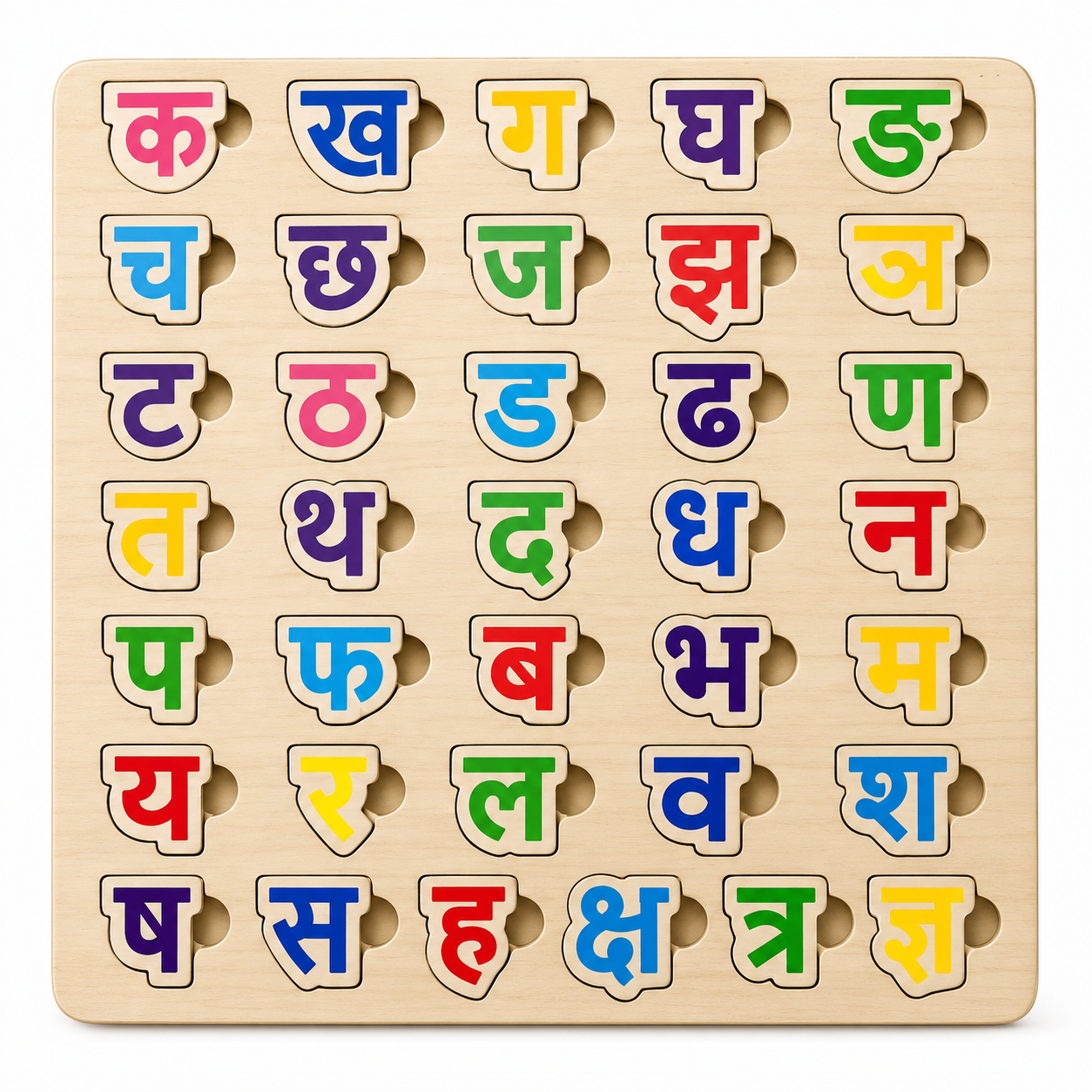 Montessori Wooden Hindi Consonants Learning Peg Puzzle Board