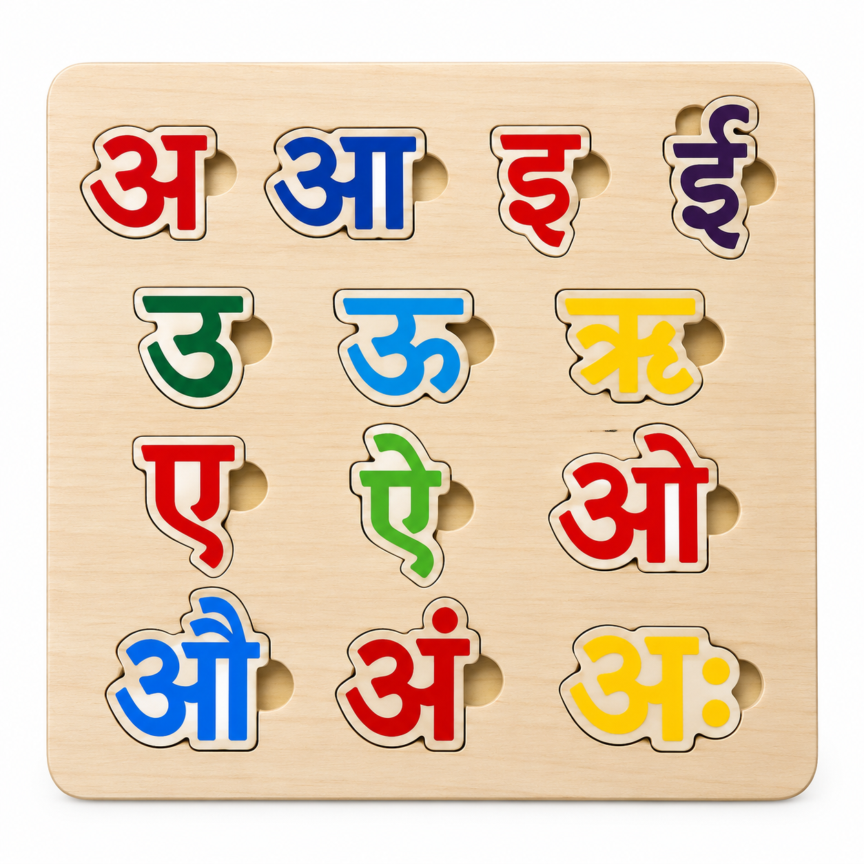 Montessori Wooden Hindi Vowels Learning Peg Puzzle Board