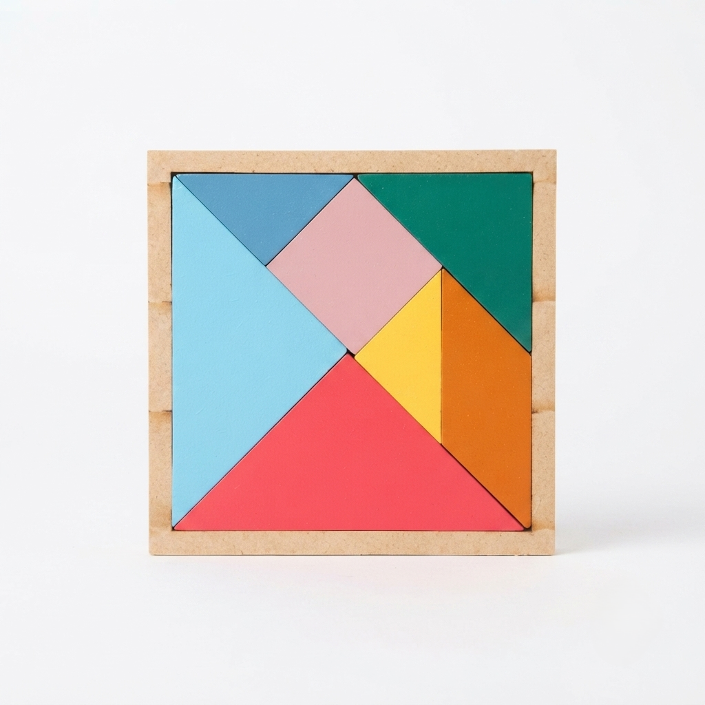 Classic Montessori Wooden Tangram Geometric Shape Puzzle Board