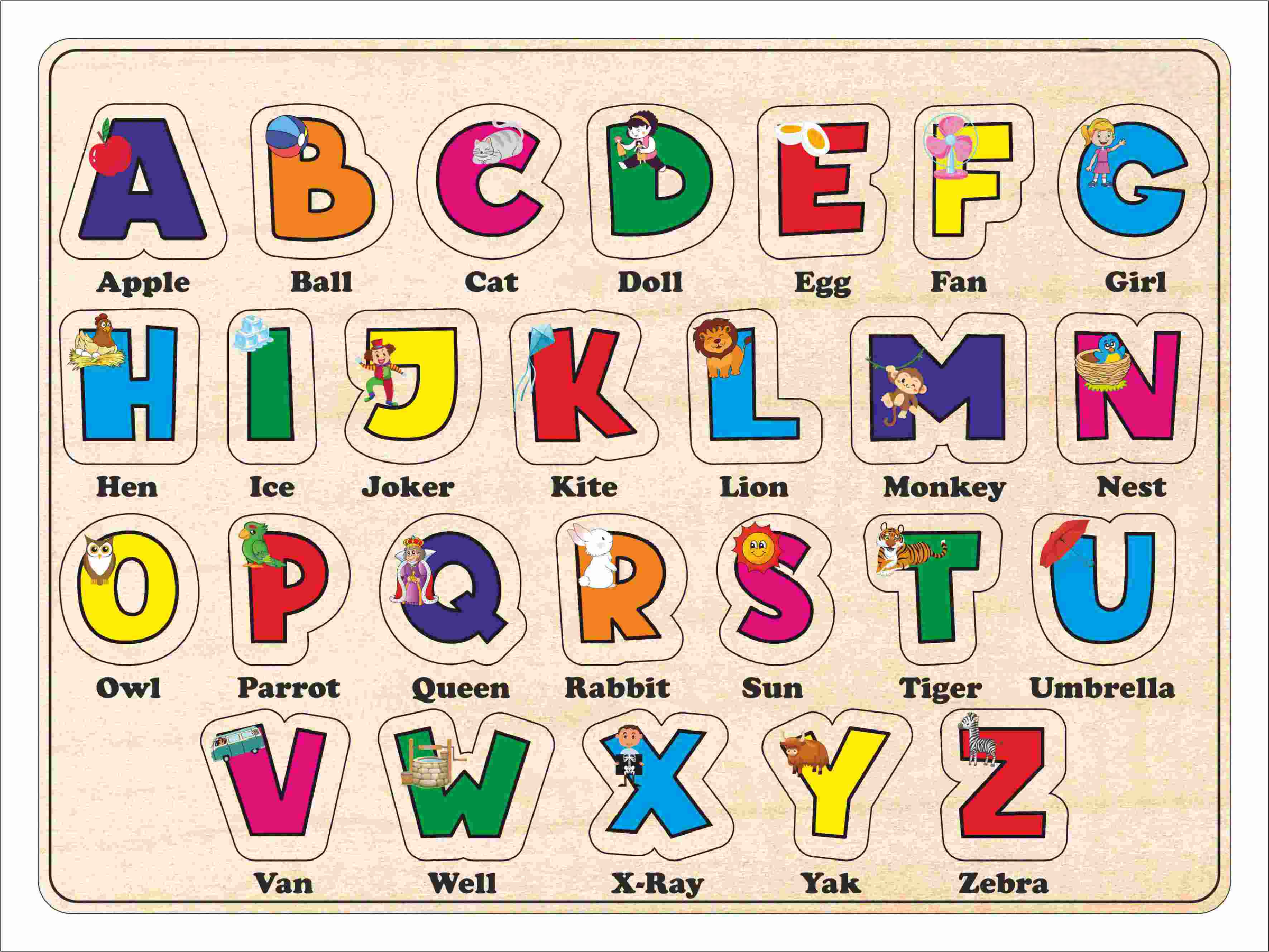 Montessori Wooden Capital Alphabet & Picture Matching Insert Puzzle Board