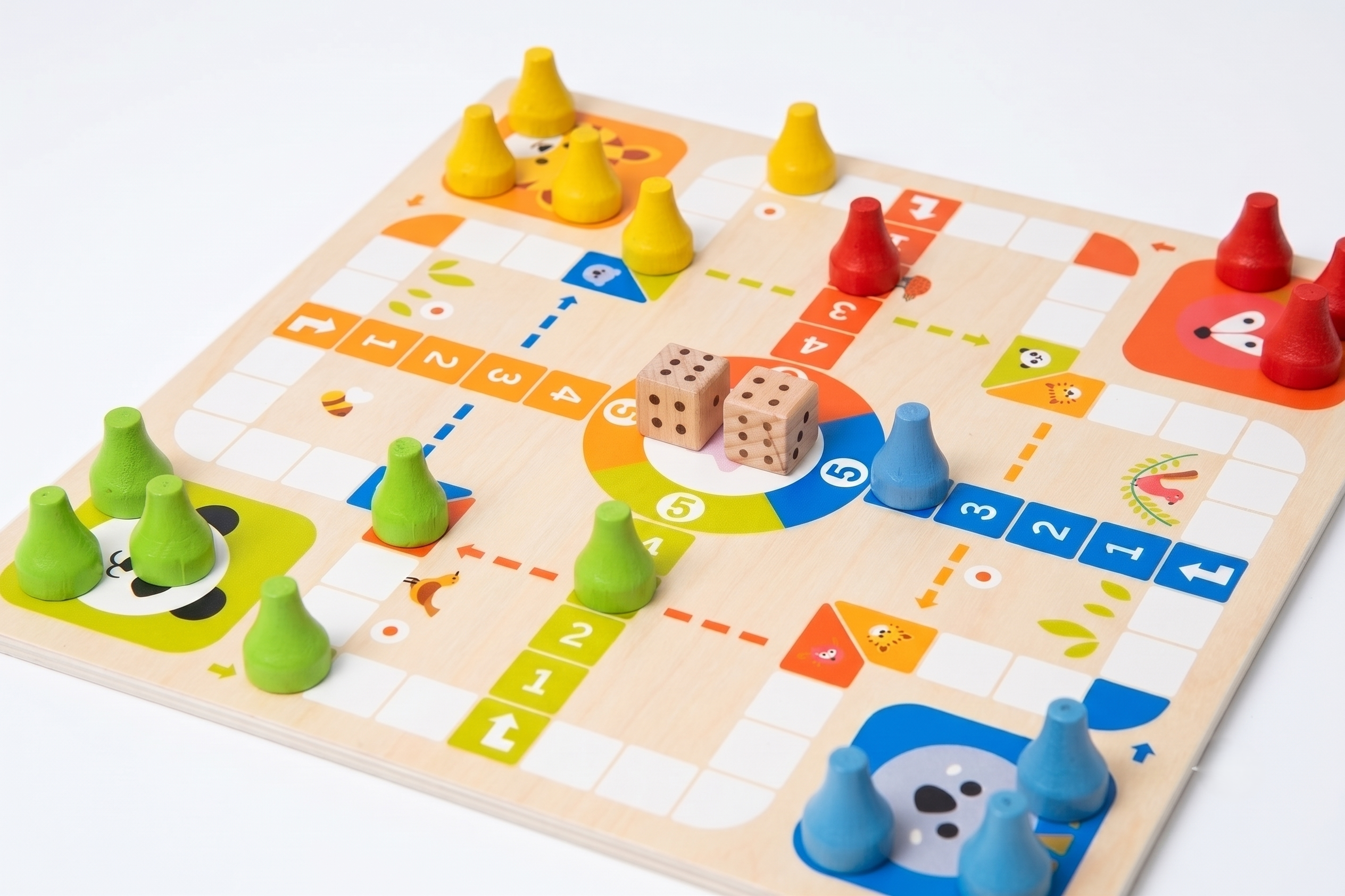 2-in-1 Reversible Wooden Ludo and Snakes & Ladders Board Game