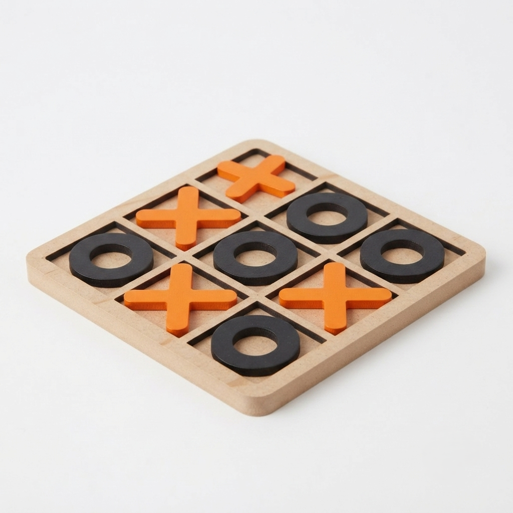 Classic Wooden Tic Tac Toe Board Game